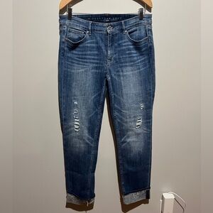 White House Black Market Women's Distressed Skinny Jeans - Blue